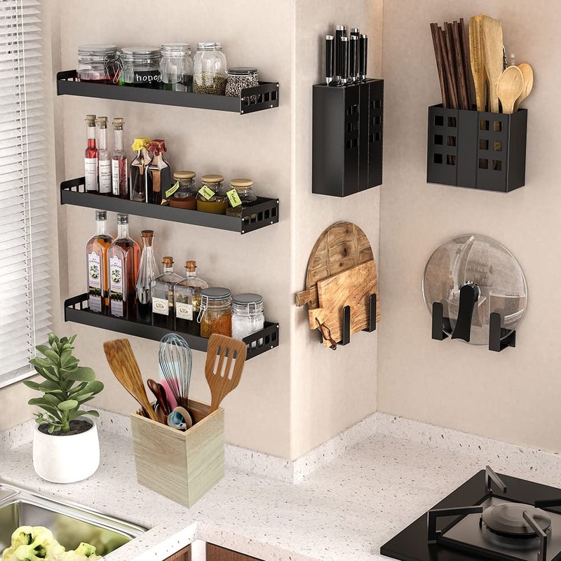 Eitida Rustic Kitchen Utensil Cutlery Holder Slotted Spoon Fixed Spoon