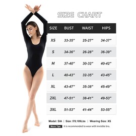 PUMIEY Long Sleeve Bodysuit For Women Body Suits Women Tops Jet Black Small