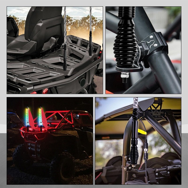 1 Pair Light Spring Base Mount, RGB LED Whip Light