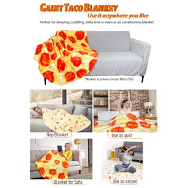 Pizza Blanket 150 cm Double-Sided Giant Round Novelty Pepperoni Blanket Soft Warm Flannel Cuddly Blankets Realistic Food Plush Towels Creative Gifts for Children Family
