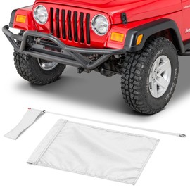 Quadratec 5' Trail Safety Flag and Pole - 5' Fiberglass Composite Flag Whip and Warning Red Nylon Flag - Fits Jeep Wrangler YJ, TJ, LJ, JK, JKU, JL, JLU, Gladiator JT Truck & All Vehicles - Flag ONLY