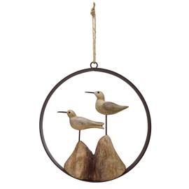 K KILIPES Nautical Beach Wood Seagull Home Wall Decor, Vintage Rustic Sea Bird Sculpture Hanging Wood Art Coastal Wall Decor for Bathroom Lake House Ocean Decor (9.85x9.85)