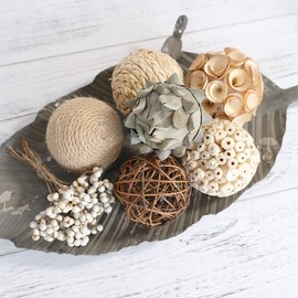 CIR OASES 6pcs 3.5inch Woven Wicker Rattan Balls Decorative Ball Twig Orbs Green Orbs Vase Bowl Filler for Tabletop Decoration (Brown)