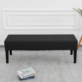 SPRINGRICO Stretch Dining Bench Cover, Removable Bench Slipcover Washable Bench Seat Protector Rectangle Bench Cover for Dining Room, Living Room, Bedroom, Kitchen (S1-Black)