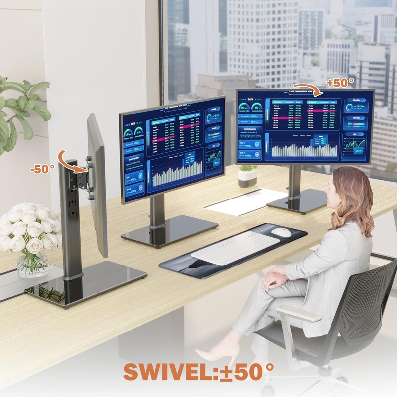 Computer Monitor Stand, Single LCD Computer Free-Standing Desk Stand Riser