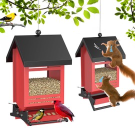 5LB Metal Squirrel Proof Bird Feeder, Hanging Wild Bird Feeders, Large Feeder That Attracts Cardinals, Chickadees, and More Birds