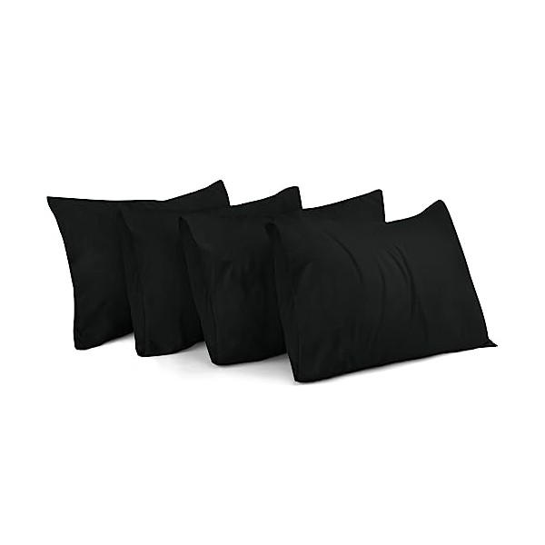 Utopia Bedding 4 Pack Pillowcases - Soft Brushed Microfiber Pillow cases (50 X 75 cm, Black, Standard Size Pack of 4)