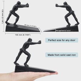 Earl Diamond Heavy Duty Cast Iron Cute Strong Man Door Stops | Decorative Cute Animal Statue Metal Door Stopper Wedge, with Non-Slip Mat for Home Office Commercial