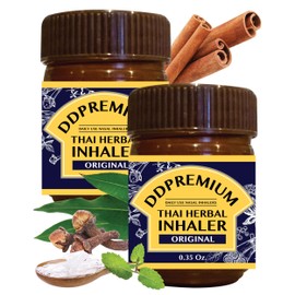 DDPREMIUM Herbal Inhaler with Menthol & Essential Oil - Natural Thai Inhaler for Enhanced Breathing, Promotes Clearer Nasal Passages - Compound Herb Formula Original Pack of 2