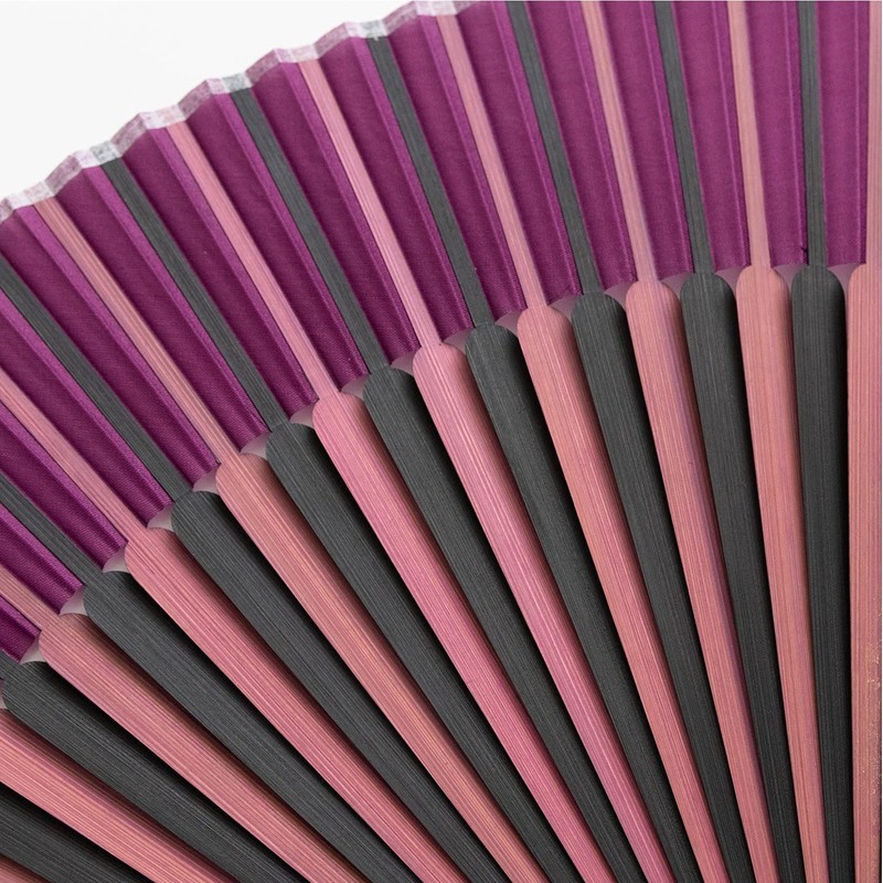 Kyoetsu Men's Hand Fan, Pure Silk, Plain, 2 Colors, Bamboo