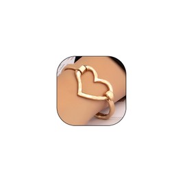 Chunky 18K Gold Heart Bracelets, Minimalism Hammer Pattern Adjustable Bracelets, Punk Thick Metal Love Statement Jewelry Gifts for Women (Gold)