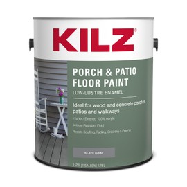 KILZ Low-Lustre Enamel Porch & Patio Latex Floor Paint, Interior/Exterior, Slate Gray, 1 Gallon