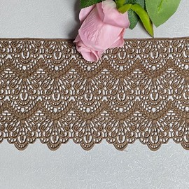 14CM Width Europe Long Pattern Inelastic Embroidery Lace Trim,Curtain Tablecloth Slipcover Bridal DIY Clothing/Accessories.(4 Yards in one Package) (Camel)