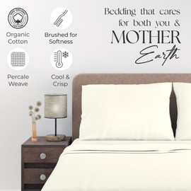 SUPREME ELEGANCE Ivory King Size Sheet Set, Lightweight & Breathable, 100% Cotton Percale Sheets King, Organic Cotton Ivory Sheets, Cool & Crisp, Deep Pockets, Easy Fit