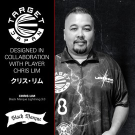 Target Japan Black Marque Lightning 3.0 Swiss Point Steel Tip Darts with Kflex, 23G | Chris Lim 90% Tungsten Dart Set, K-Flex Flights and Shafts, Swiss Nano Points with Tool