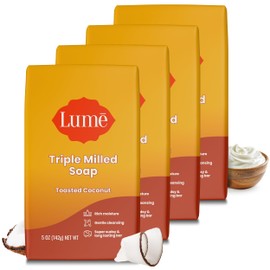 Lume Triple Milled Bar Soap - Rich Moisture & Gentle Cleansing - Paraben Free, Phthalate Free, Skin Safe - 5 ounce (Pack of 4) (Toasted Coconut)