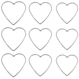 Pack of 9 Heart Wire Wreath Frame, Metal Heart Dream Catcher Wreath, Floral Macrame Ring, Hoop Earrings, Dream Catcher Wreath Making Accessories for DIY Flower Wreath, Dream Catcher