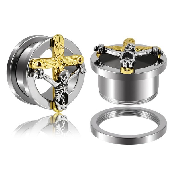 Calefee Ear Tunnel 8-25 mm, Screw Thread Stainless Steel with