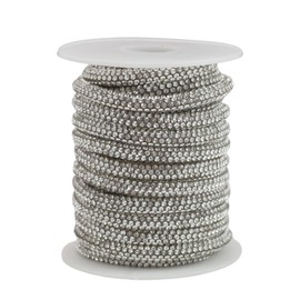 PAMIR TONG Rhinestone Glitter Rope 6 Yards 6mm Bling Laces String Shine Cords for Cloth-Shoes-Wedding-Jewerlry Making DIY (Silver)