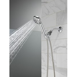 Delta Faucet 4-Spray Handheld Shower Head, Chrome Shower Head with Hose, Showerheads & Handheld Showers, Handheld Shower Heads, Detachable Shower Head, Hand Shower 1.75 GPM, Chrome 75413