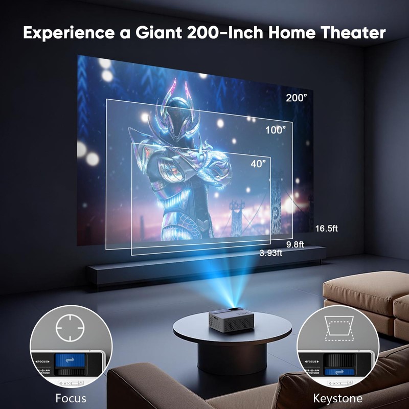 TMY 1080P Full HD Portable Mini Projector, Upgraded Bluetooth Movie