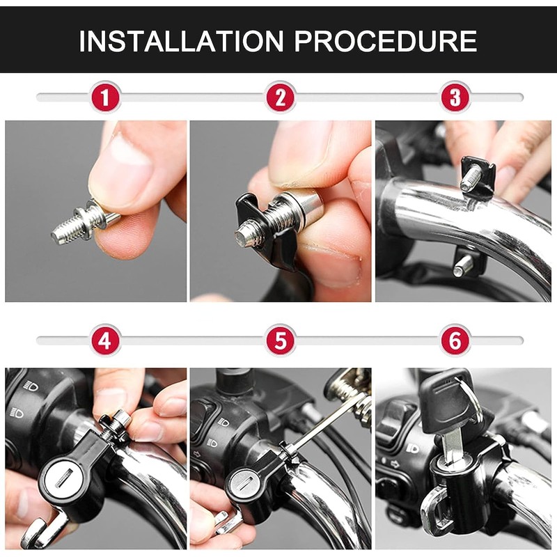 Motorcycle Helmet Lock, 2Pcs Universal Motorcycle Helmet Anti-Theft Security Helmet