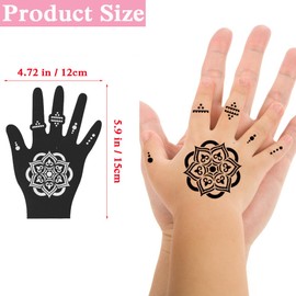 XMASIR 16 Sheets Temporary Tattoo Henna Stencils for Children, Flower Butterfly Tattoo Stencils Set for Fingers Body Hand