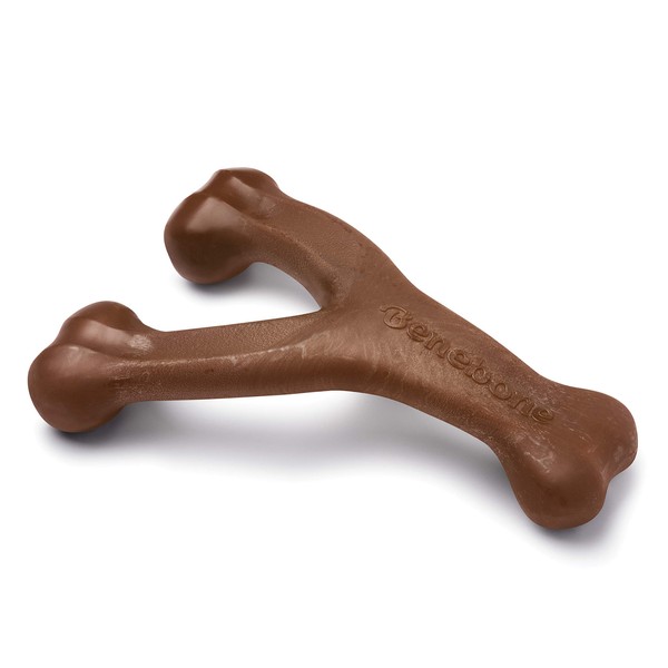 Benebone Wishbone Dog Chew Toy for Aggressive Chewers, Real Peanut,