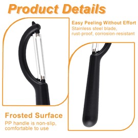 Sparschäler Set,P-Schäler für Tupper mit 2 Edelstahl Sparschäler Ersatzklingen,Kartoffelschäler Spargelschäler Gemüseschäler Karottenschäler,Vegetable Peeler,Kunststoffgriff Universalschäler(Schwarz)