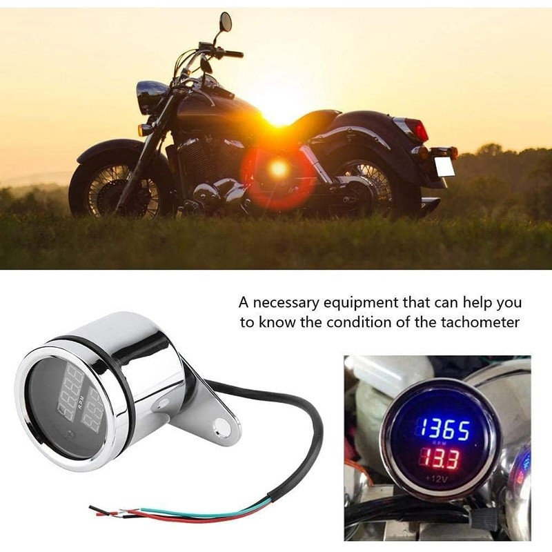 Universal 2 in 1 Waterproof LED Digital Voltmeter Tachometer Gauge