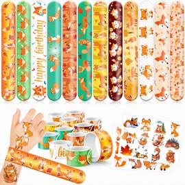 Cherisnowy 48 PCS Fox Party Favors 24PCS Tattoos Stickers 24PCS Slap Bracelets Wristbands Perfect for Fox Themed Birthday Baby Showers or Classroom Rewards Ideal Decor and Gifts for Girls and Boy