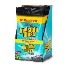 Invisible Glass 90161-6PK Large Glass Cleaning Wipes for Streak-Free Windows, Mirrors, and Glass, Lint-Free, Ammonia-Free, Tint-Safe, for Home and Auto, Flat Pack, 28 Wipes, Pack of 6