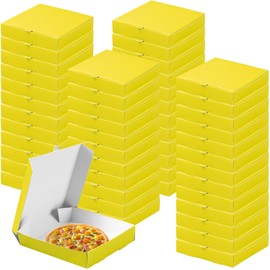yptniginu 48 Pcs Mini Pizza Pizza Boxes Disposable yellow Small Dessert Boxes for Party Favor Decorations for Cake Cookies Party Favor (Yellow)