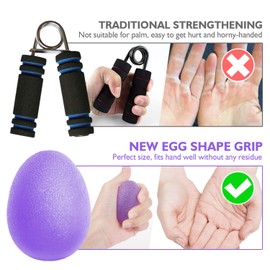 Peradix Hand Grip Strength Trainer, Stress Relief Ball, Wrist Rehab Therapy Hand Grip Equipment Ball Squishy Tools - Set of 3 Finger Resistance Exercise Squeezer (Standard Size - Purple Green Black)