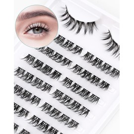 Onlyall Lash Clusters Pre-styled Natural Lashes Eyelash Extension Individual Lashes C Curl Eyelash Clusters Wispy Lash Clusters DIY Lash Extensions CN-4