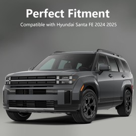 Side Mirror Covers Compatible with Hyundai Santa FE 2025 2024 Gloss Black ABS