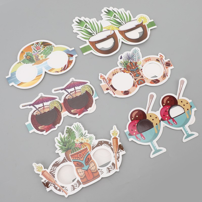 18pcs Paper Eyeglasses 6 Styles Funny Hawaiian Paper Sunglasses for
