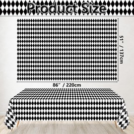 Hegbolke 4 Pack Black and White Checkered Tablecloths, Gingham Table Cover Alice Tablecloths for Racing Theme, Halloween, Wonderland Party, Classic Checker Indoor Outdoor Decorations, 54 x 86 Inch
