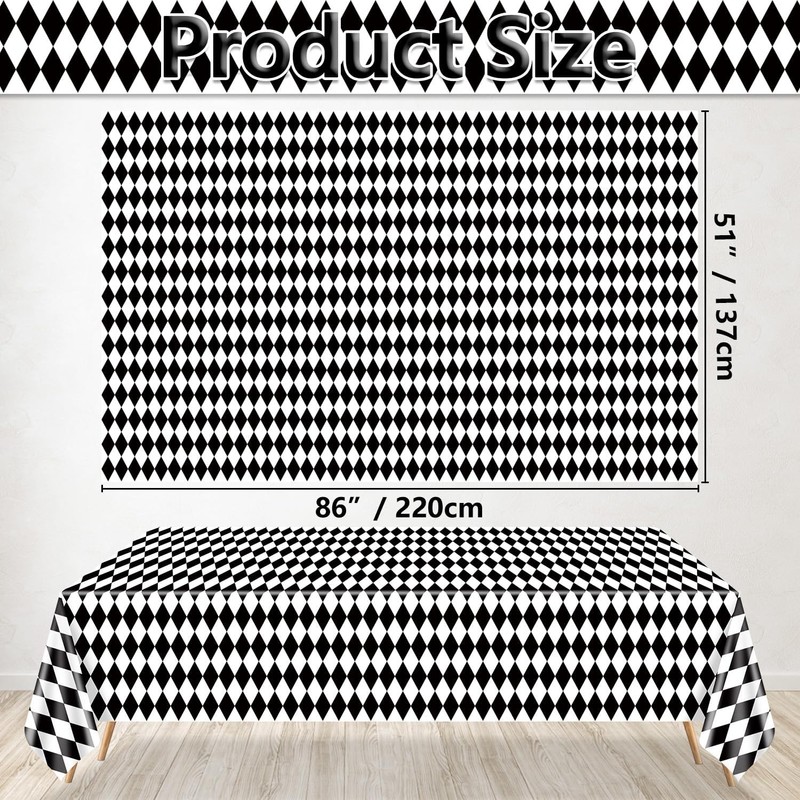 Hegbolke 4 Pack Black and White Checkered Tablecloths, Gingham Table