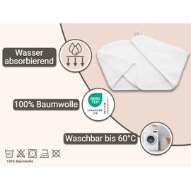 ZOLLNER Hair Turban in White - Soft Hair Towel with Button Closure - Quick-Drying - Washable up to 60°C - Cotton