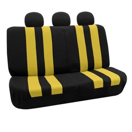 FH Group Universal Car Seat Covers Rear Set for SUV Truck Sedan Vans | Cloth Seat Cover Set Waterproof Washable Airbag Compatible Split Bench Protector Interior Upgrade - Yellow