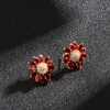 Crystal Flower Burst Stud Earirings Elegant Hypoallergenic Large Big Sterling
