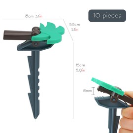 SHIDOW Beach Towel Clips, Anchor Stakes Clamps, Outdoor Beach Towel Anchor Stakes Clips, Picnic Blanket Holders, Sand Spikes (Coconut Palm Tree, 10 Pcs, Grey)