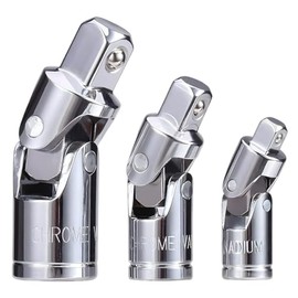 ZIMISI 3PCS Universal Joint Socket Set, 1/4", 3/8", 1/2" Drive Swivel Ratchet Socket Adapter, Chrome Vanadium Steel Wrench Sockets, Automobile Maintenance Modification Accessories