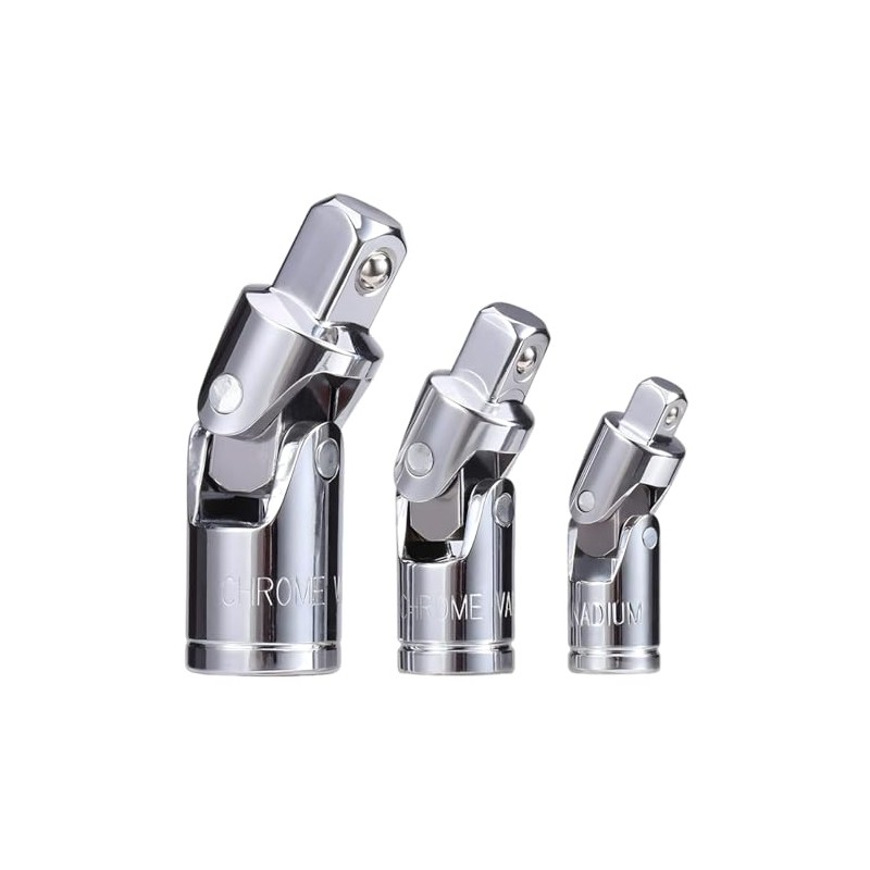 ZIMISI 3PCS Universal Joint Socket Set, 1/4", 3/8", 1/2" Drive