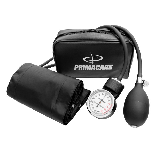 Primacare DS-9192 Classic Series Adult Size Professional Blood Pressure Kit with Aneroid Sphygmomanometer, Latex-Free Inflation System BP KIT with Nylon Cuff and stethoscope, Black