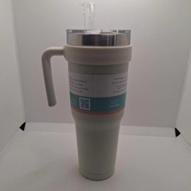 Zak! Everyday Smiles Thermal Tumbler 2 in 1 Lid Handle Ivory 40 oz / 1.18L