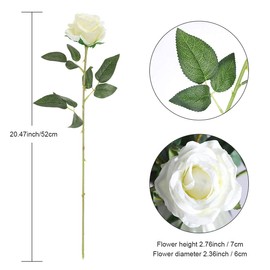 Hawesome 12PCS Artificial Silk Flowers Realistic Roses Bouquet Long Stem for Home Wedding Decoration Party (12PCS-Cream White 1)