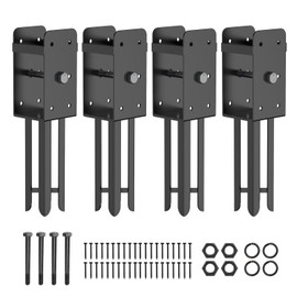 4 Pack 4"x4" Heavy Duty U-Shape Wet Concrete Fence Post Holder, (Actual 3.6"x3.6") Fence Post Base,Post Bracket Anchor for Fence, Deck Railing, Pergola
