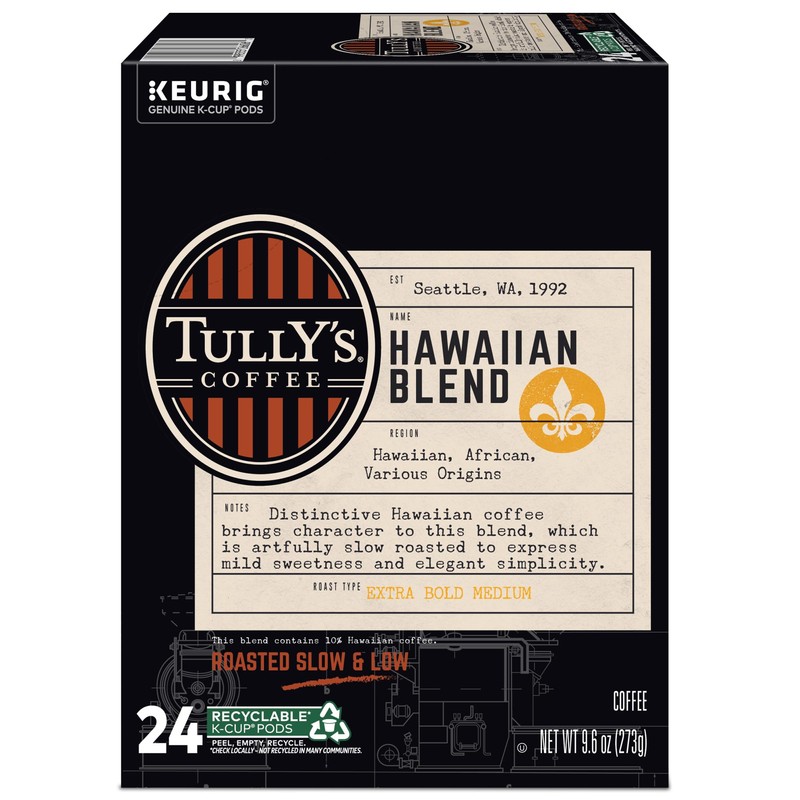 Tully's Coffee Hawaiian Blend Keurig Single-Serve K-Cup Pods, Medium Roast